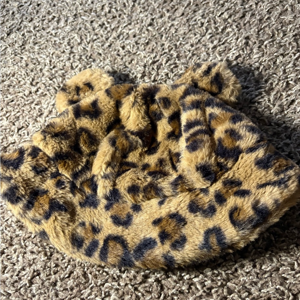 Leopard Print Kids Faux Fur Hat